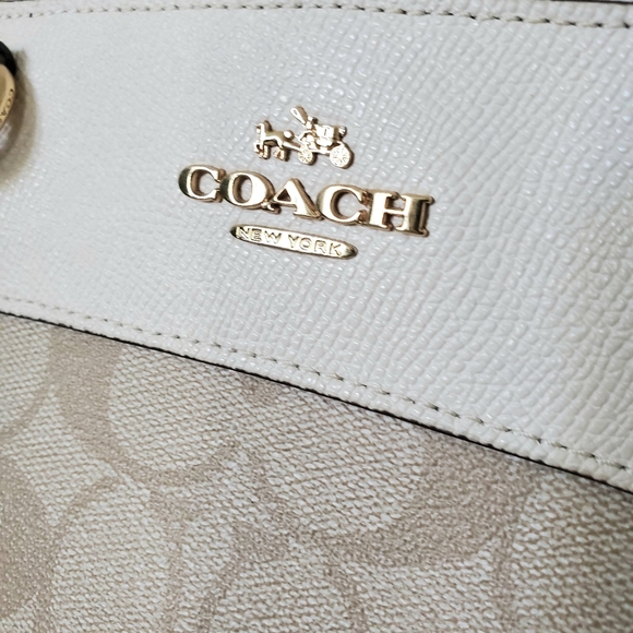 Coach Beige Leather Signature Purse Bag satchel Crossbody - Picture 5 of 11